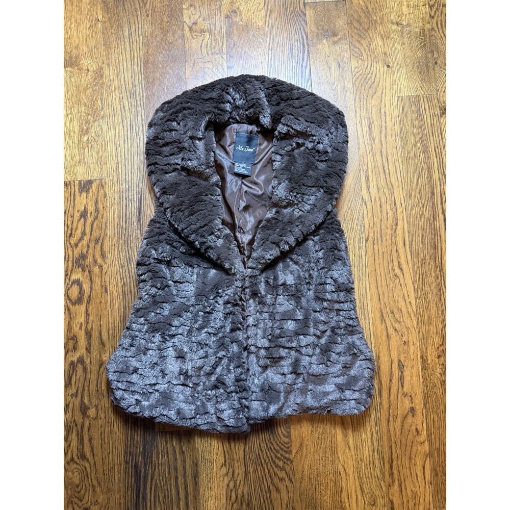 Me Jane Women's Sleeveless Brown Faux Fur Vest Boho/Glam, Size Small